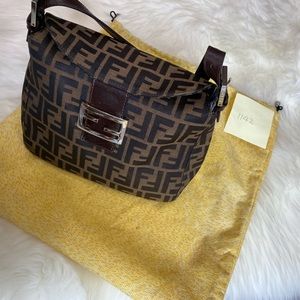 Authentic vintage Fendi Zucca baguette with dusty bag